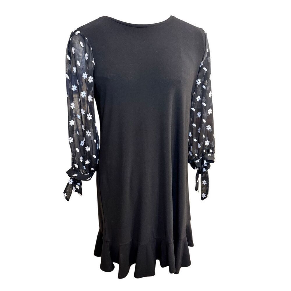 CeCe Crew Neck 3/4 Puffed Floral Sleeve Dress Medium Event Occasion